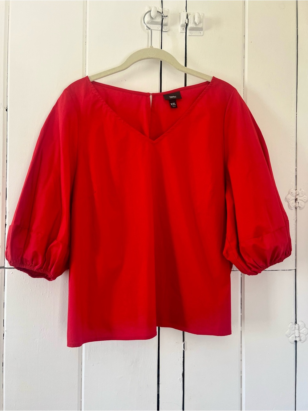 Mossimo Red V-Neck Balloon Sleeve Blouse size XXL